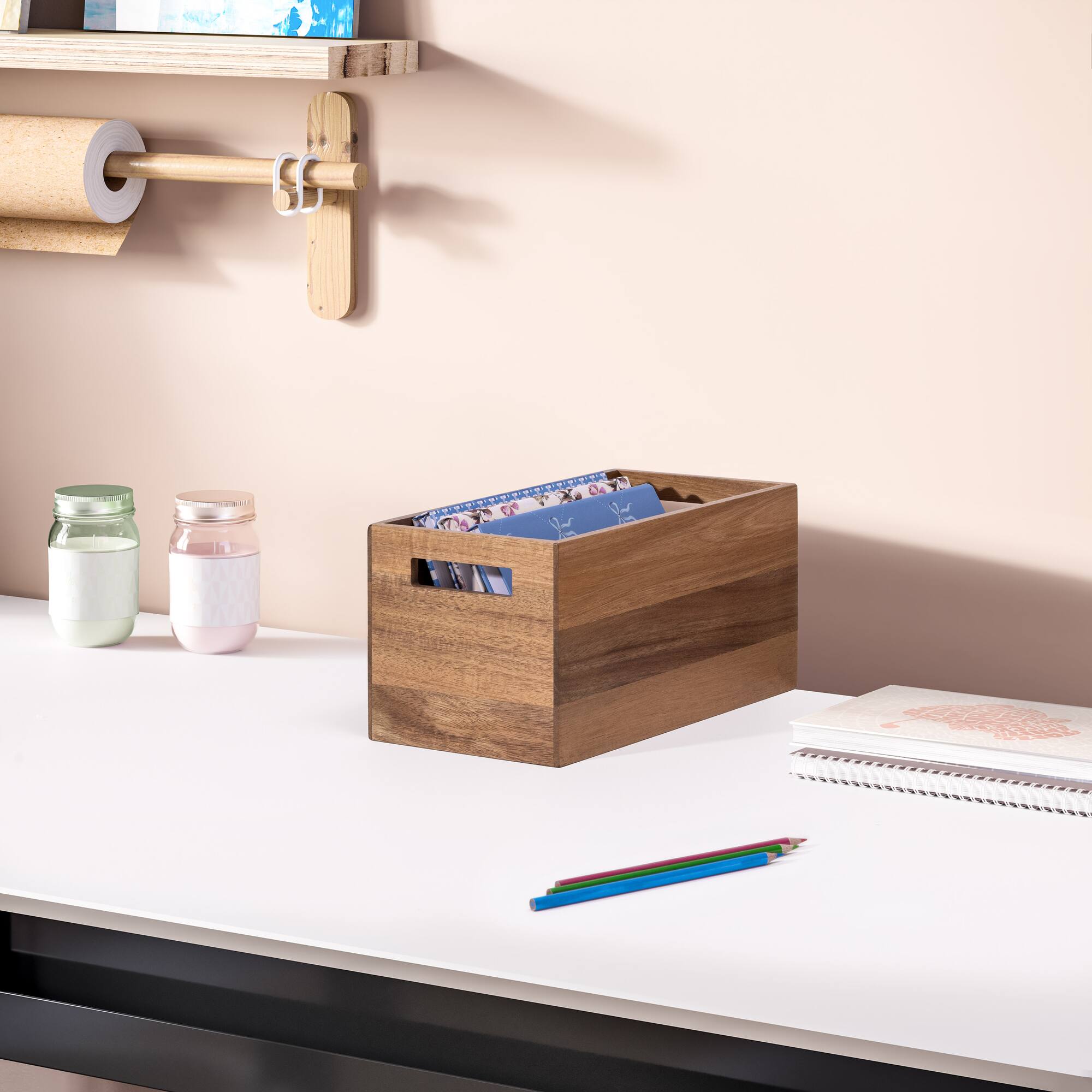 Seville Classics Small Acacia Bin